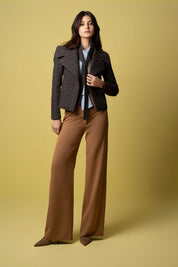 Chaqueta Cuello Tira Tweed Café