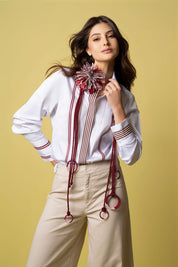 Camisa Sol Cintas Rayas Blanco