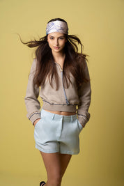 Saco Cremallera Cintas Taupe