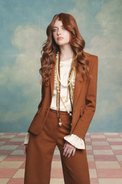 BLAZER JUAN BOTÓN TRENZA CHOCOLATE