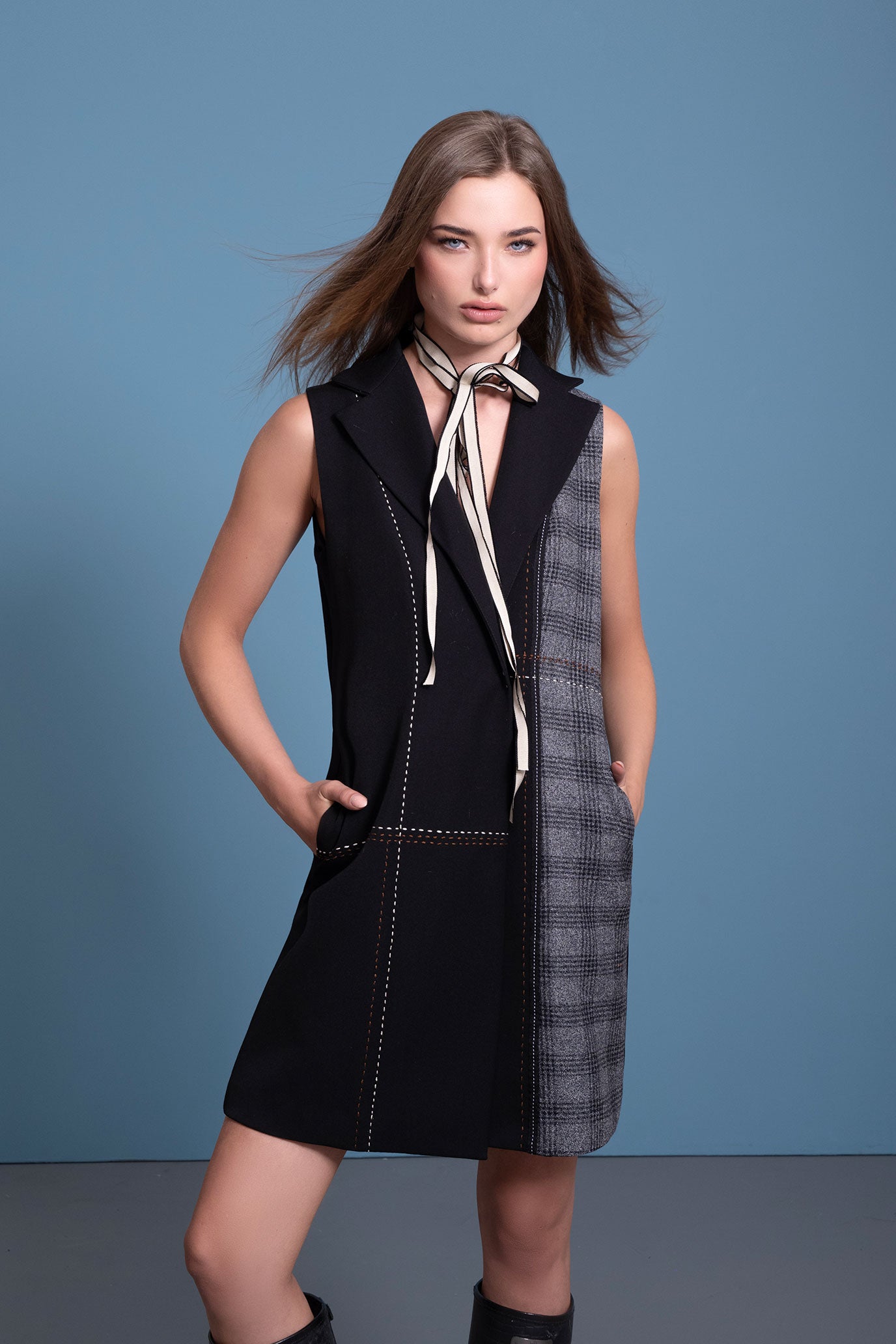 CHALECO RECTO TOMBOY NEGRO