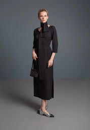 VESTIDO V MANGA 3/4 NEGRO