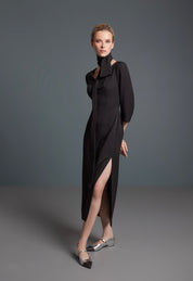 VESTIDO V MANGA 3/4 NEGRO