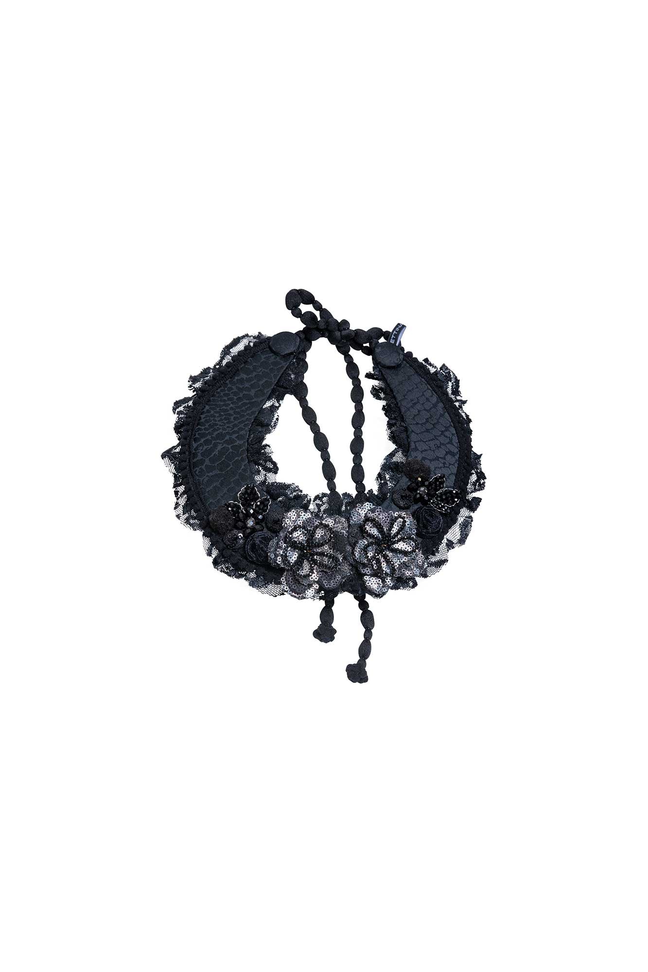 GARGANTILLA FLOR DUO LENTEJUELA NEGRO