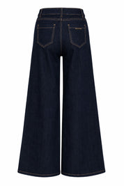 Jean Ancho Flor Escocés Azul