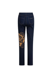 Jean Recto Flor Maxi Navy - vista trasera