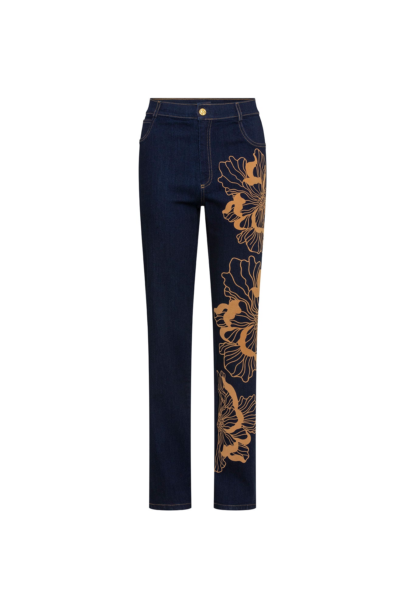 Jean Recto Flor Maxi Navy - vista frontal