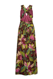 MAXI VESTIDO AMARRES FLORES VINO