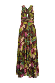 MAXI VESTIDO AMARRES FLORES VINO