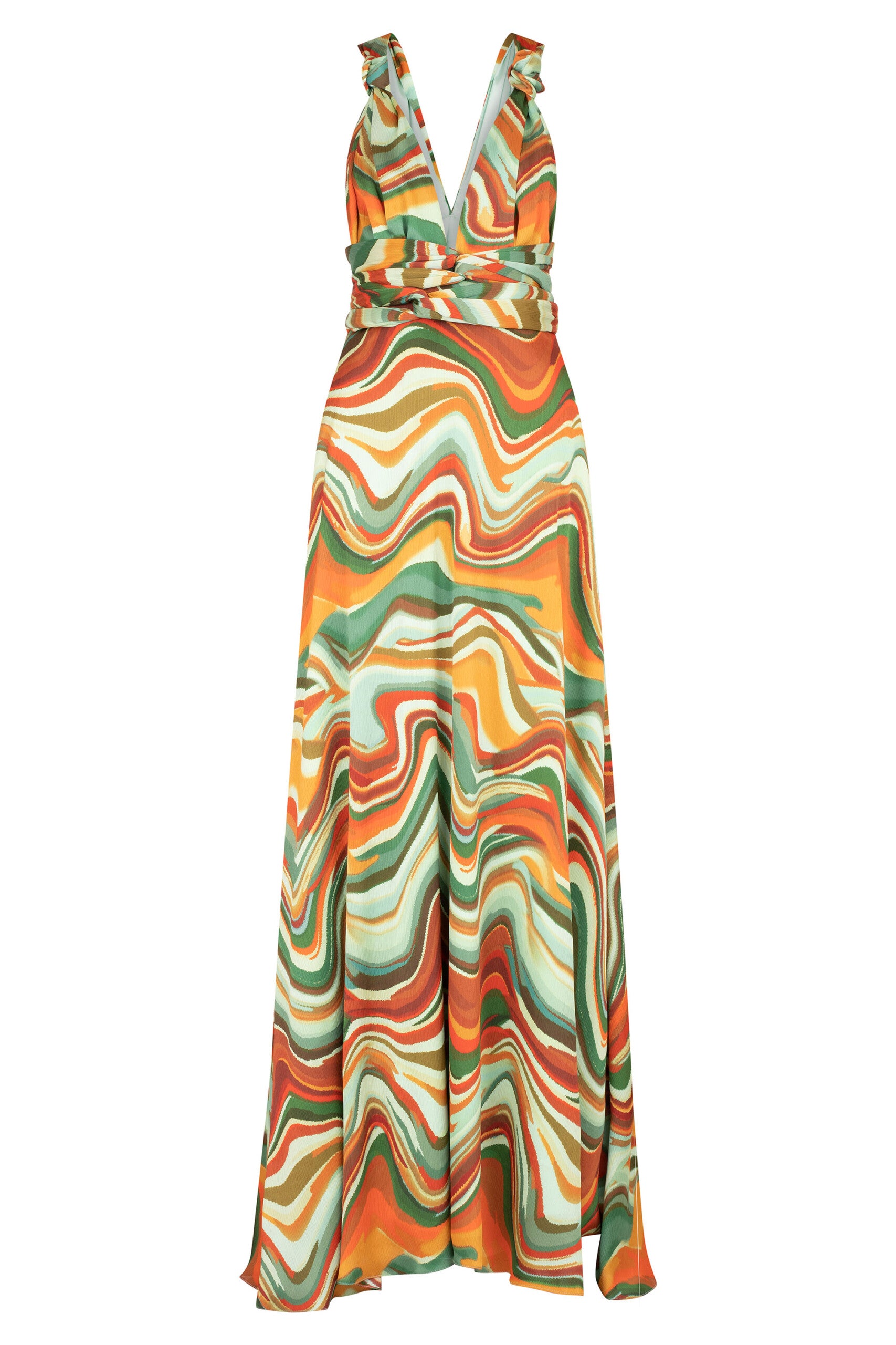 MAXI VESTIDO AMARRES OLAS VERDE