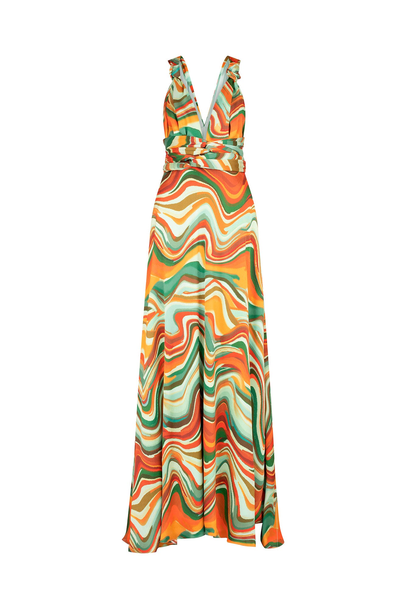 MAXI VESTIDO AMARRES OLAS VERDE