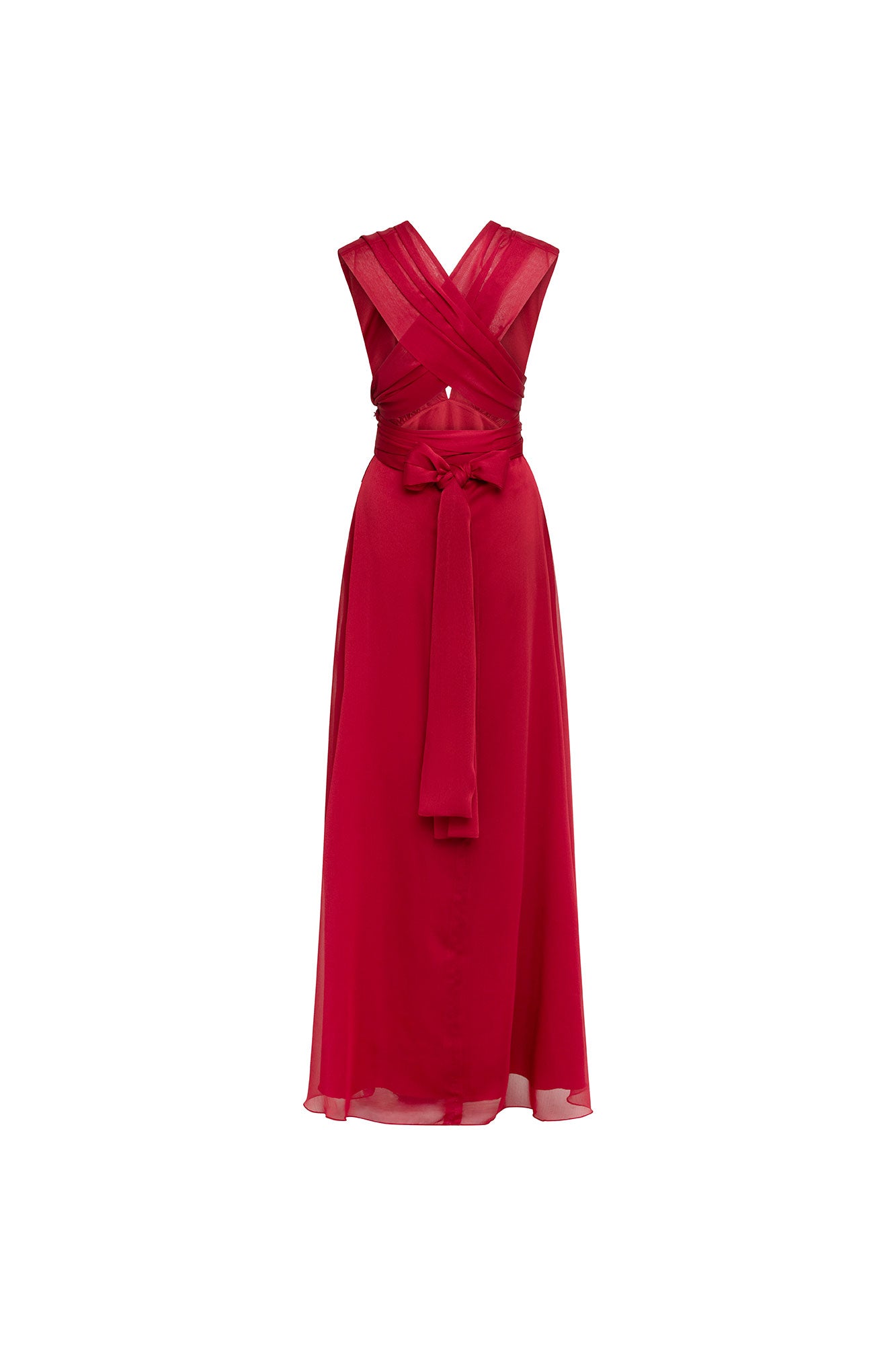 Maxi Vestido Amarres Tira Brillos Rojo