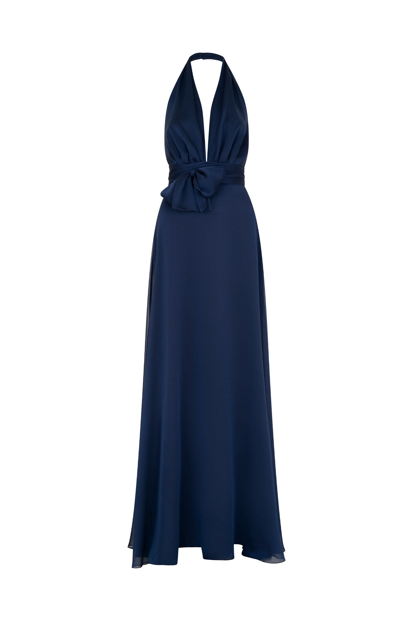 MAXIVESTIDO HALTER COSTADO TIRA NAVY