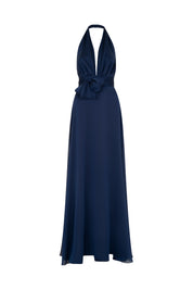 MAXIVESTIDO HALTER COSTADO TIRA NAVY