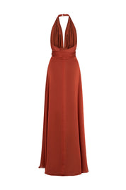 MAXIVESTIDO HALTER COSTADO TIRA TERRACOTA