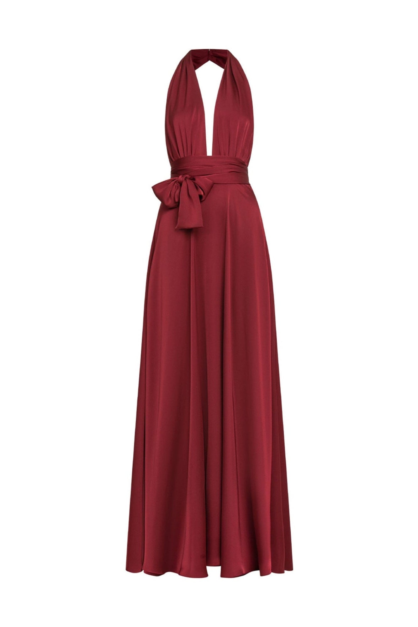 Maxi vestido halter vino tira costado gala - Bettina Spitz
