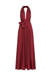 Maxi vestido halter vino tira costado gala - Bettina Spitz
