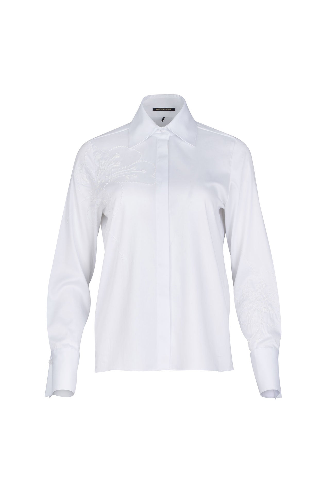 CAMISA SOL ORQUÍDEA BORDADA MANCORNA BLANCO