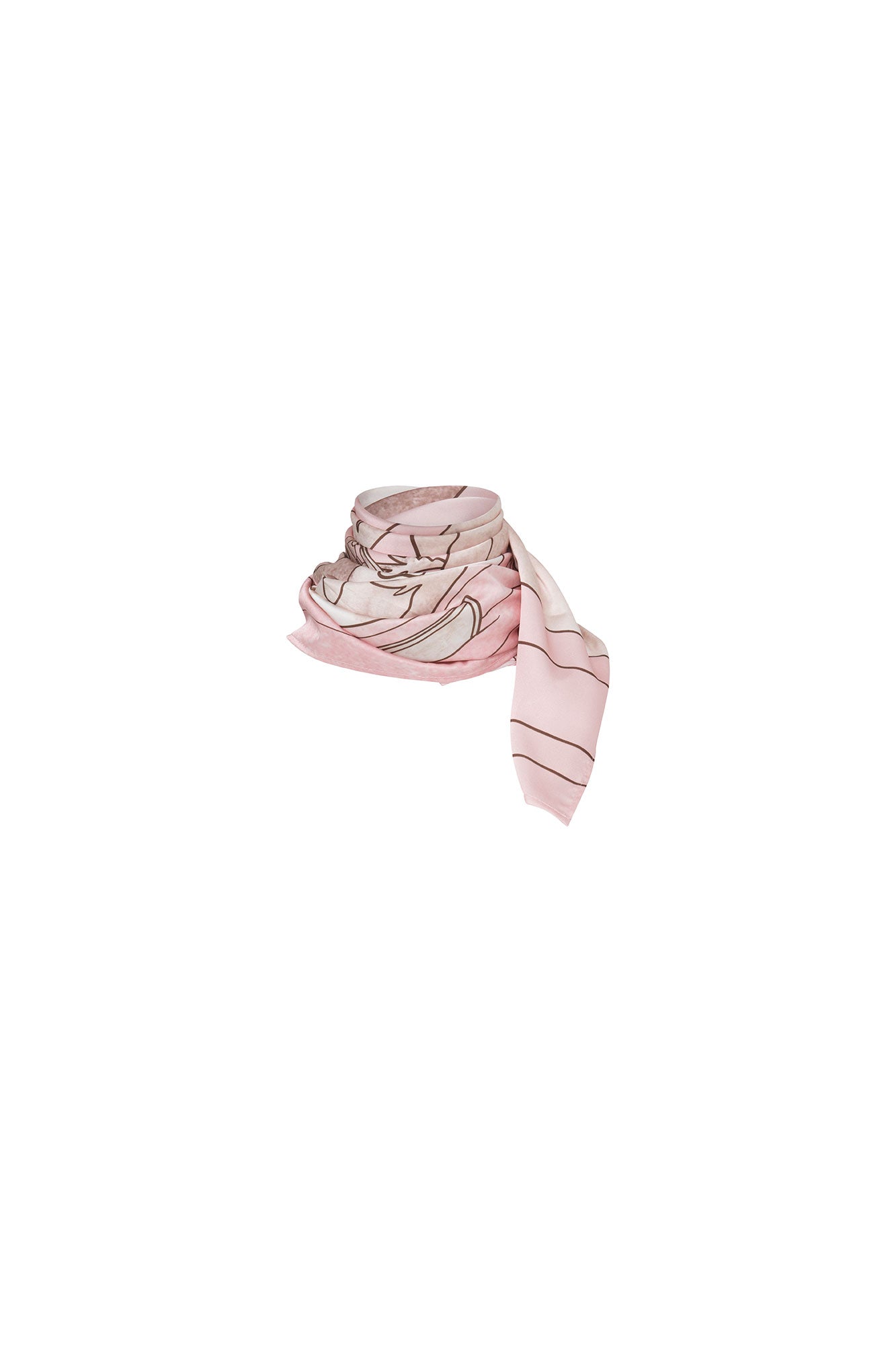 Pañoleta Carlota pequeña en tonos rosa con estampado de líneas