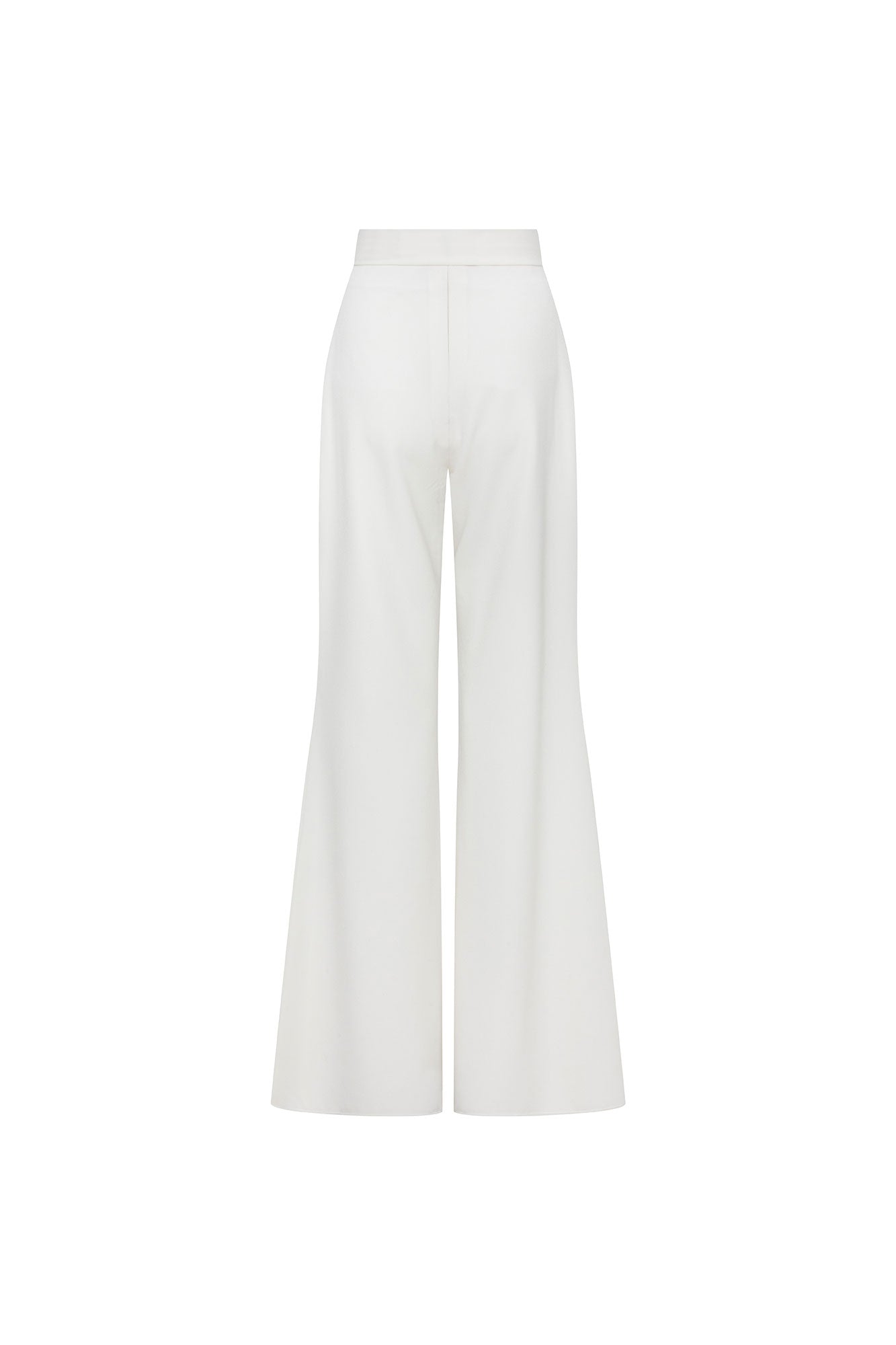 Pantalón ivory de tiro alto y bota ancha, vista posterior