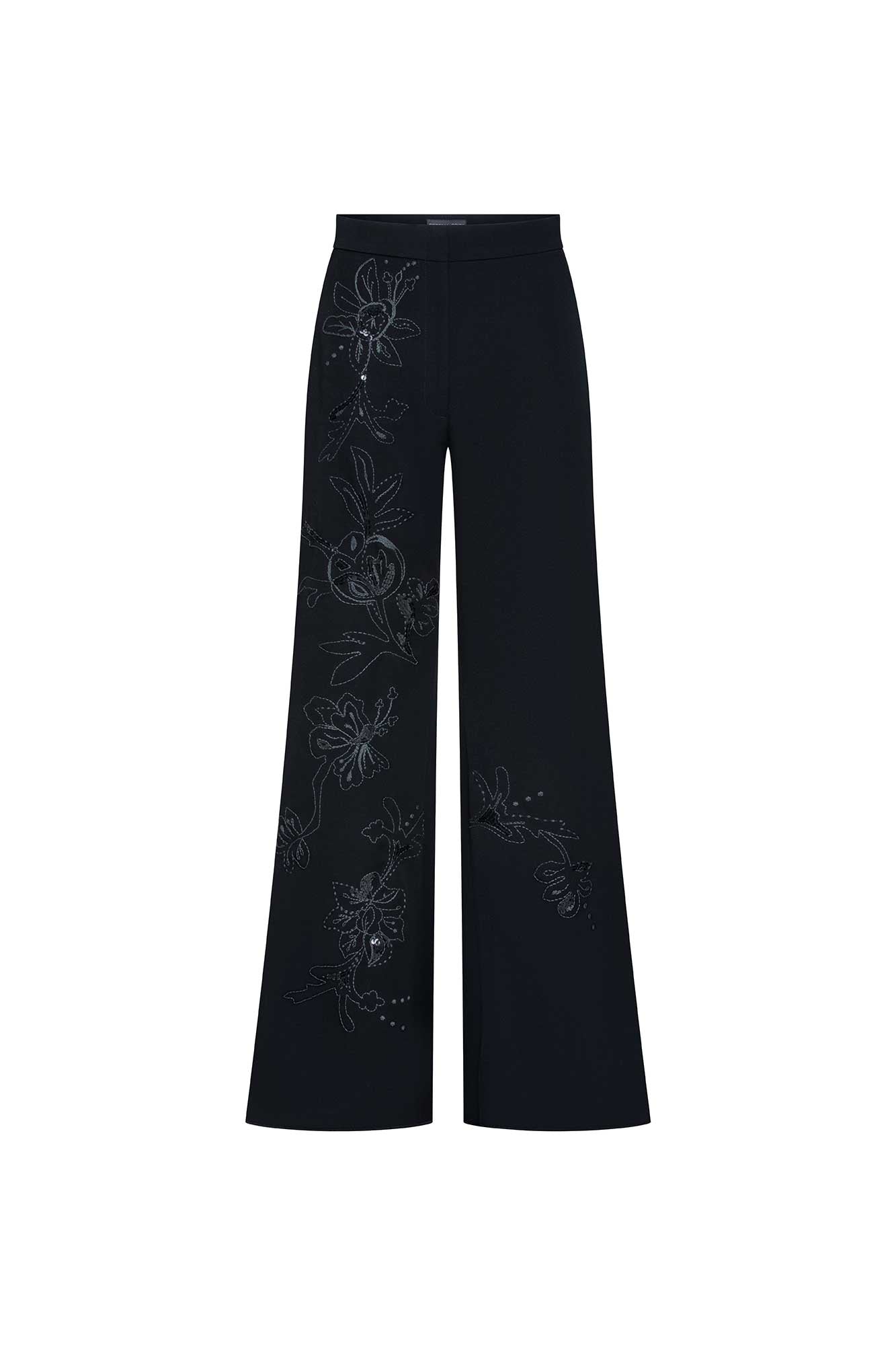 PANTALÓN GABY CAMPANA FLOR GRÁFICA NEGRO