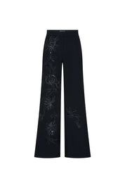 PANTALÓN GABY CAMPANA FLOR GRÁFICA NEGRO
