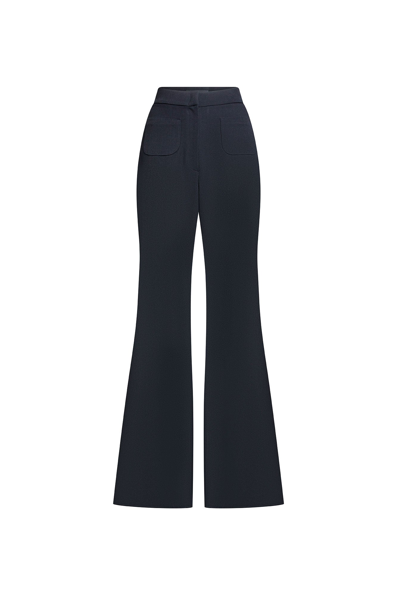 Pantalón negro campana tiro alto parches - Bettina Spitz