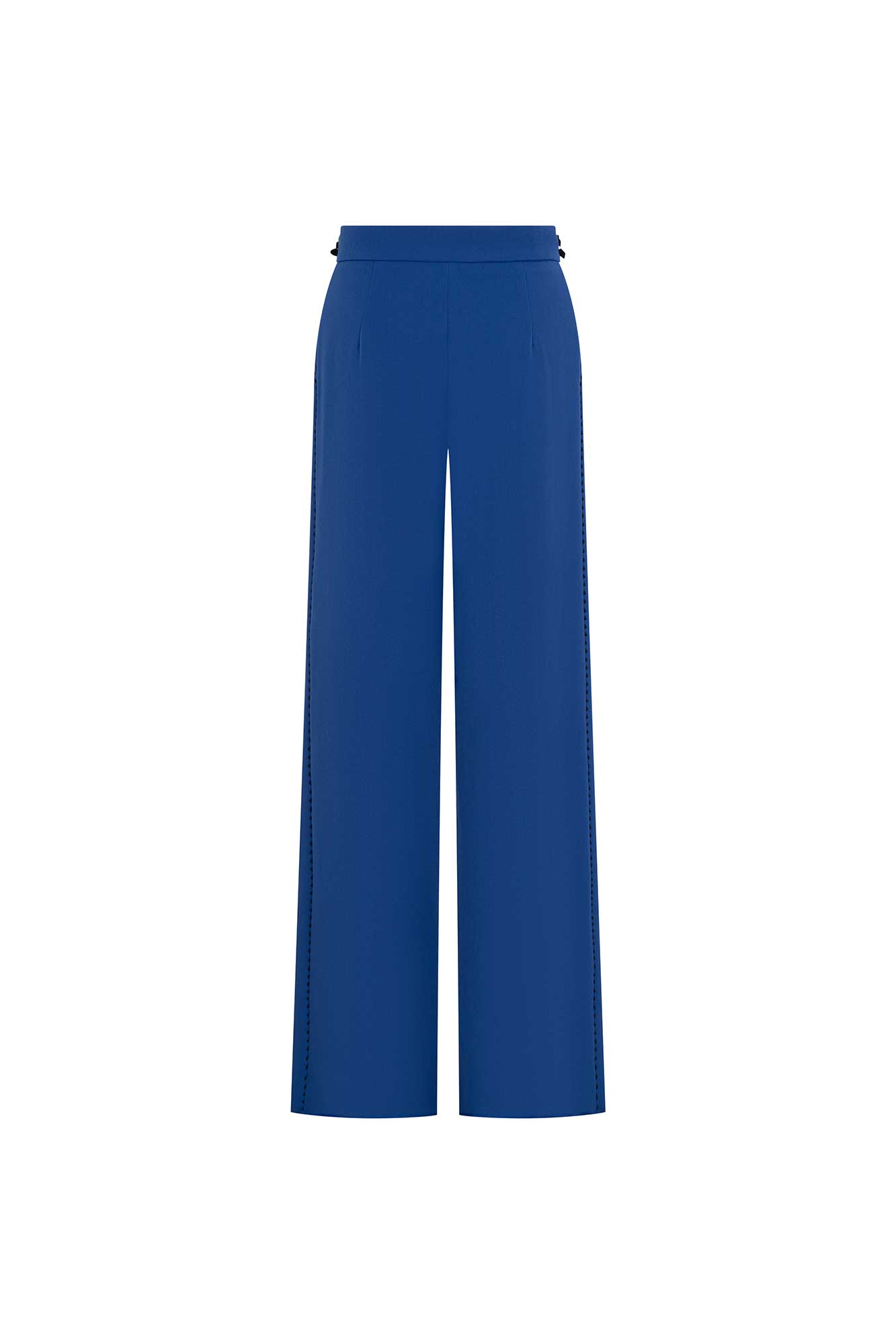 PANTALÓN GABY RECTO CINTURÓN RANDA AZUL REY