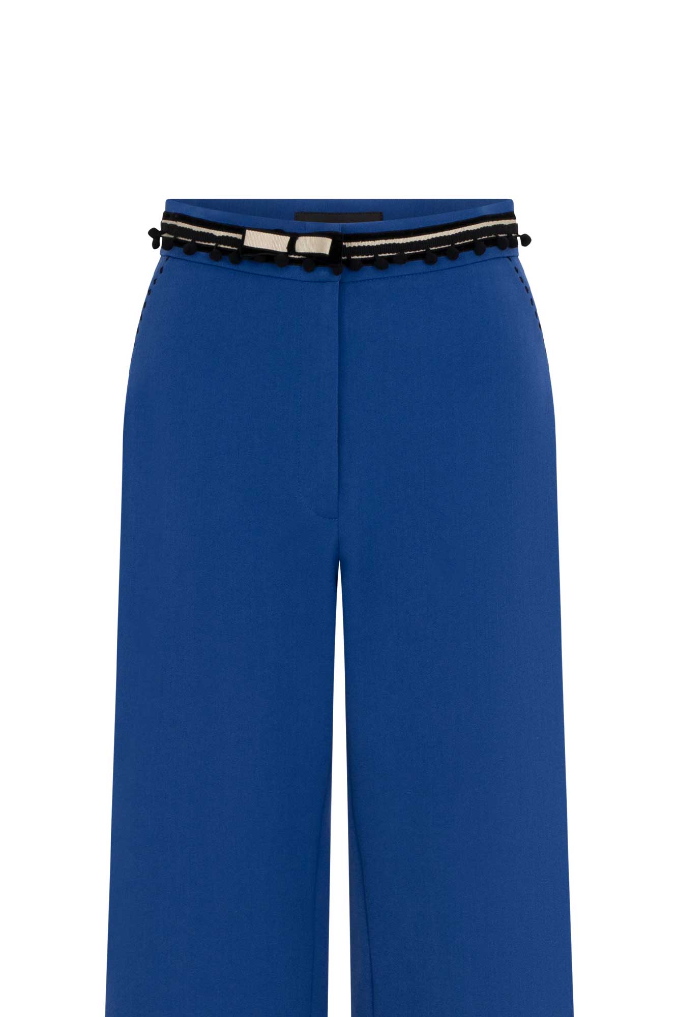 PANTALÓN GABY RECTO CINTURÓN RANDA AZUL REY