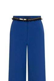 PANTALÓN GABY RECTO CINTURÓN RANDA AZUL REY