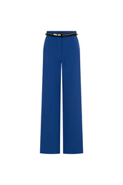 PANTALÓN GABY RECTO CINTURÓN RANDA AZUL REY