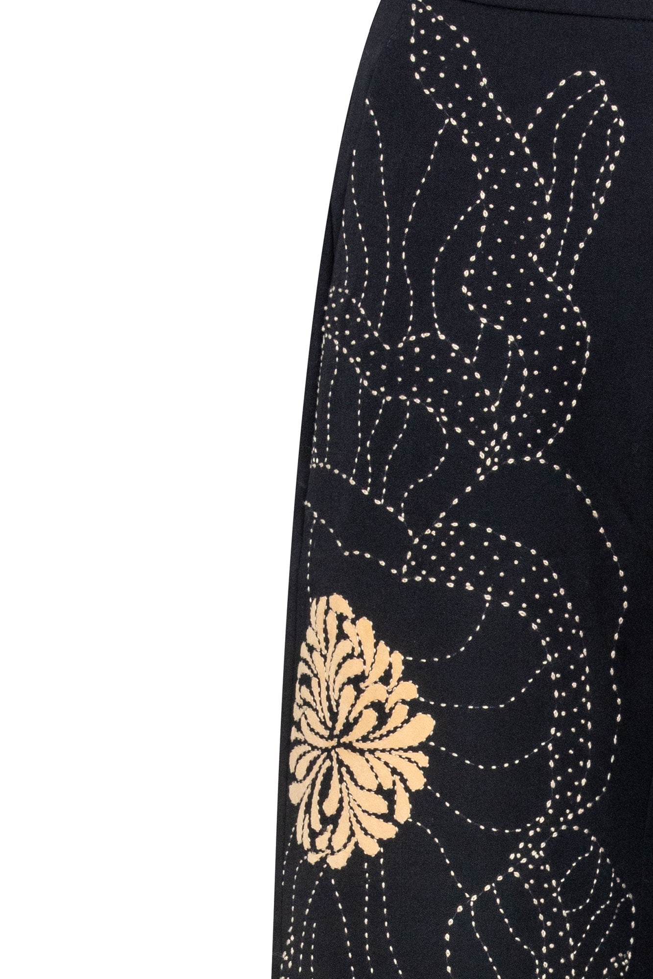 Pantalón Milo Bordado Flor Maxi Negro – detalle bordado floral