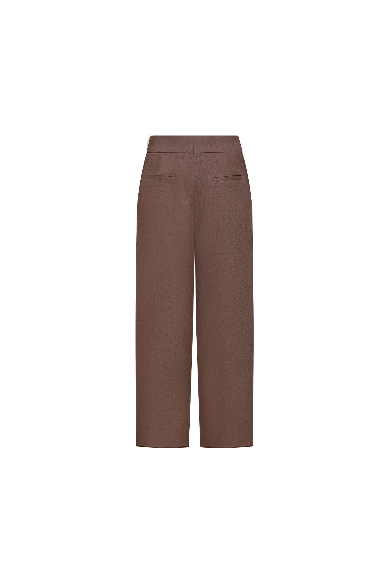 Vista trasera pantalón Milo lino chocolate - Bettina Spitz