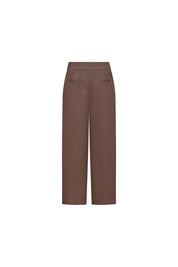 Vista trasera pantalón Milo lino chocolate - Bettina Spitz