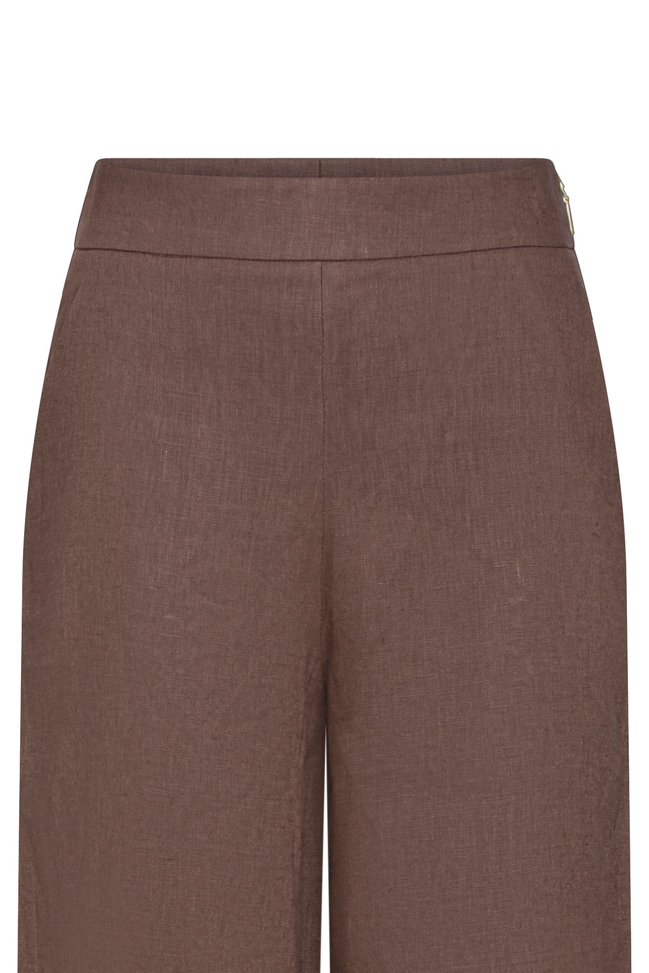 Detalle cremallera lateral pantalón lino chocolate - Bettina Spitz