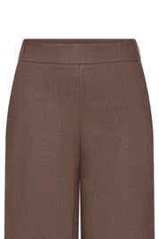 Detalle cremallera lateral pantalón lino chocolate - Bettina Spitz