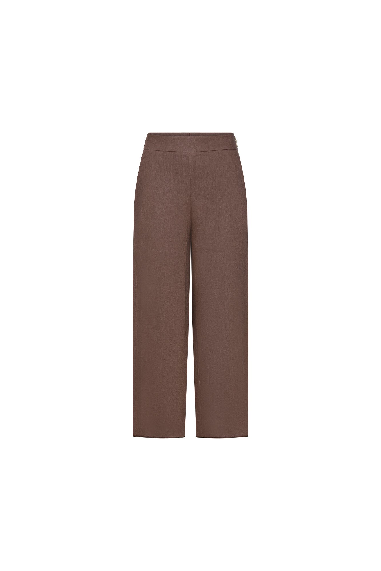 Pantalón Milo lino chocolate cintura alta - Bettina Spitz