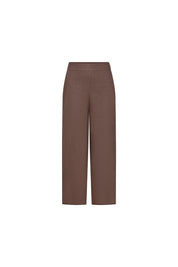 Pantalón Milo lino chocolate cintura alta - Bettina Spitz