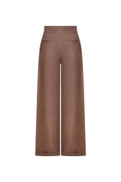 Vista trasera pantalón Milo largo lino chocolate - Bettina Spitz