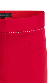 Detalle pespunte PP patch pantalón ancho rojo - Bettina Spitz

