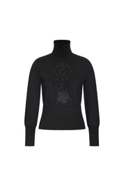 SACO CUELLO ALTO FLOR GUIPIURE NEGRO