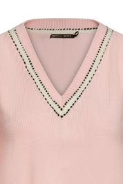 SACO CUELLO V VIVO PESPUNTE ROSADO
