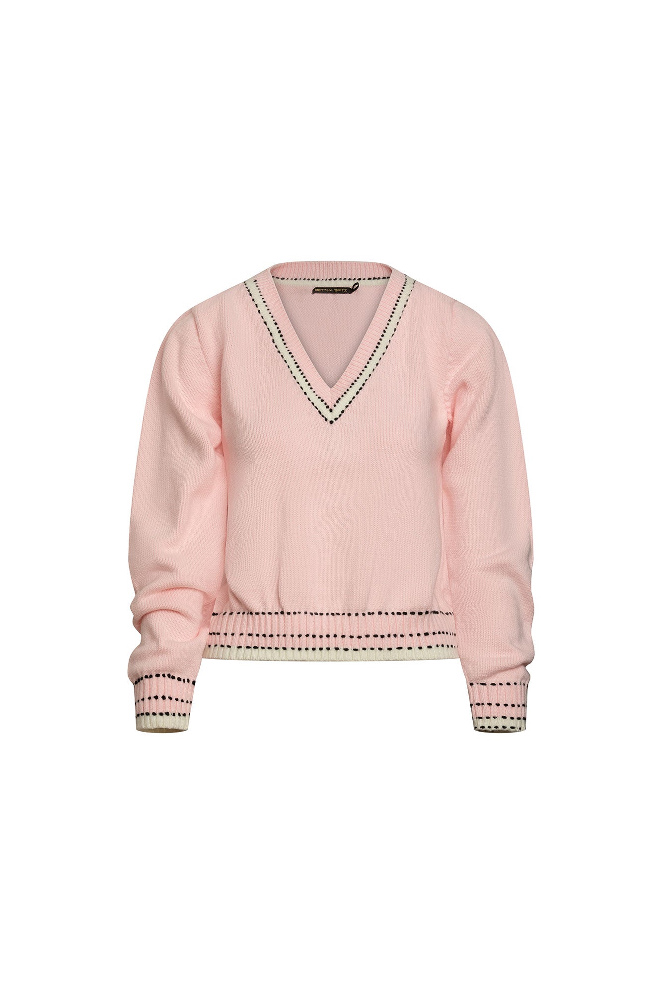 SACO CUELLO V VIVO PESPUNTE ROSADO