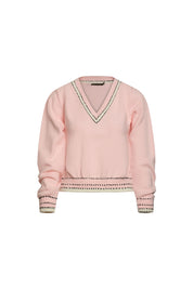 SACO CUELLO V VIVO PESPUNTE ROSADO