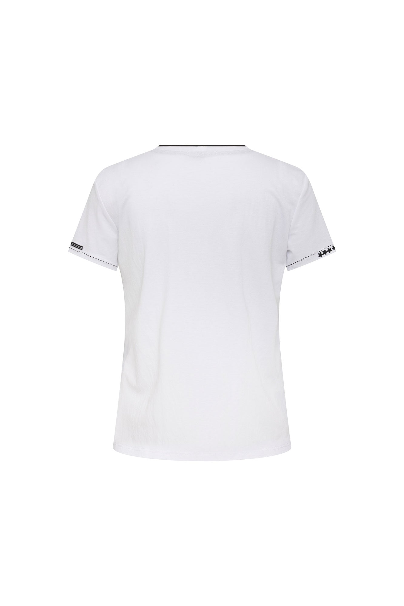 T-Shirt Vivo Pespunte Flores Blanco - vista trasera