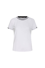 T-Shirt Vivo Pespunte Flores Blanco - vista frontal pespunte florecitas negro