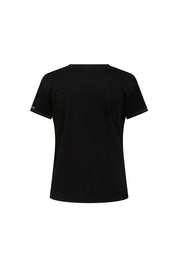 T-Shirt Vivo Pespunte Flores Negro