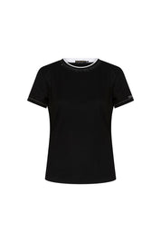 T-Shirt Vivo Pespunte Flores Negro