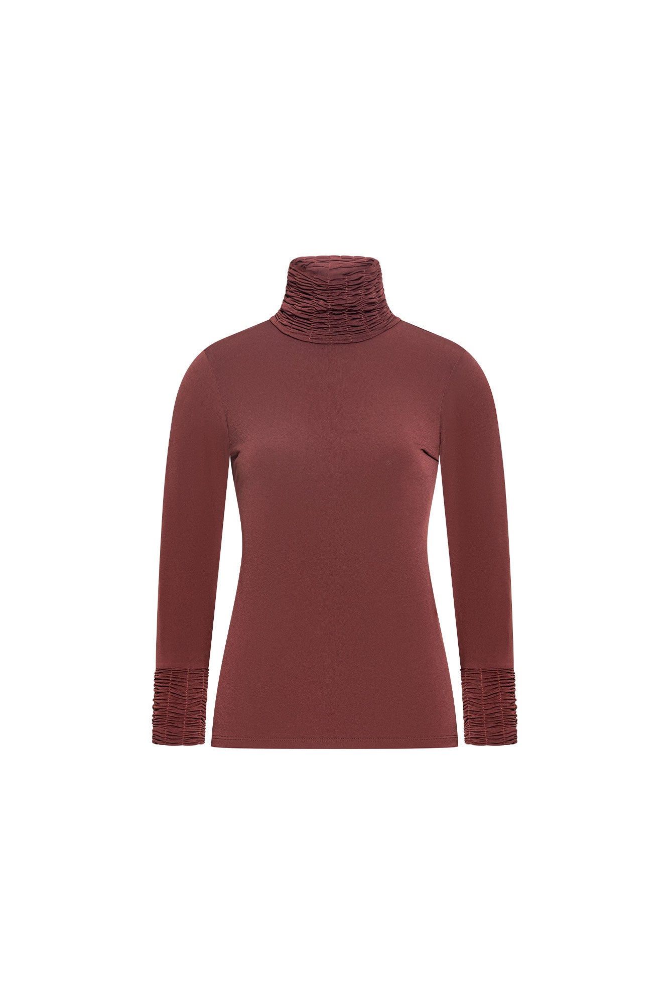 Top chocolate cuello medio efecto cortina - Bettina Spitz