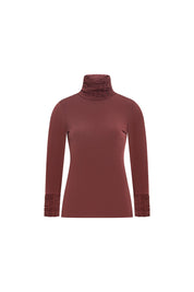 Top chocolate cuello medio efecto cortina - Bettina Spitz